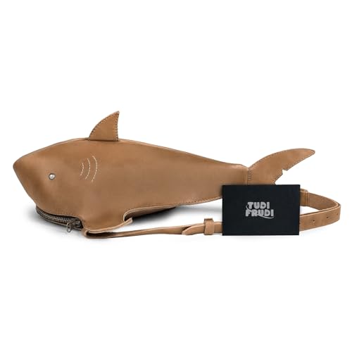 Image of Shark-Shaped Shoulder Bag with Adjustable Strap, Crossbody Bag, Messenger Bag, Full Grain Leather, Handmade