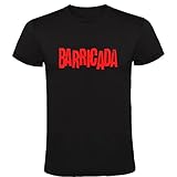 Manga corta Camiseta Negra con Logotipo de Barricada Hombre 100% Algodón Tallas S M L XL XXL Mangas Cortas (XL)