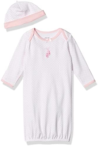 Little Me baby girls Hat Set infant and toddler nightgowns, White/Pink, 0-3 Months US