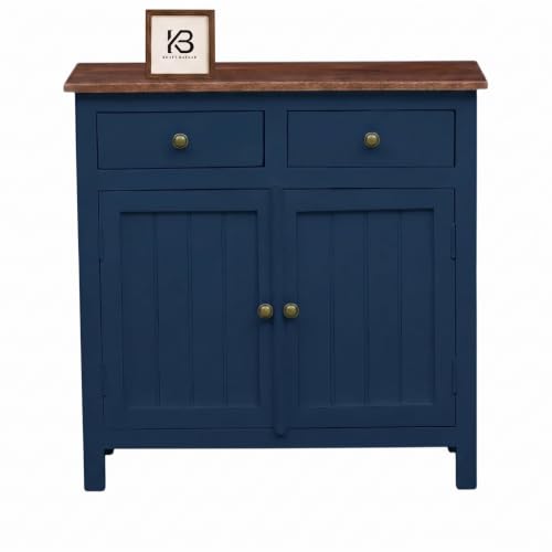 Image of Solid Wood Madrid Sideboard | Sideboard Cabinet (S) | Finish Premium Acrylic Midnight Blue