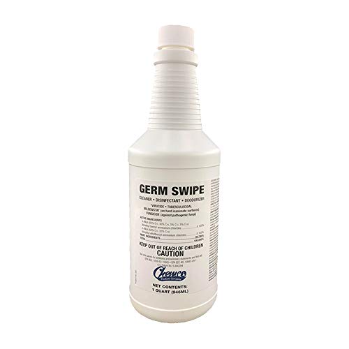 Germ Swipe EPA Registered Non-Acid All Purpose Multi Surface Disinfectant Deodorizer Cleaner - Kills Household Bacteria and Viruses, Fungicide, Mildewstat (1 Quart)