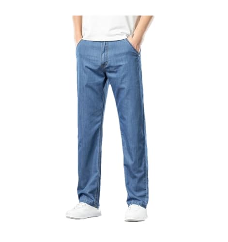 Men's Thin Modal Jeans Loose Straight Classic Business Versatile Casual Denim Trousers