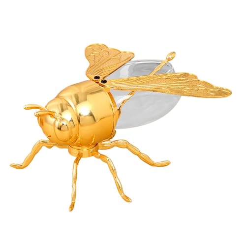 Qianly Bee Shaped Honey Jar Condiment Pot Canister Creative Ornament Modern Container Sugar Pots for Dinner Home Housewarming Gift, 15cmx10cmx7cm