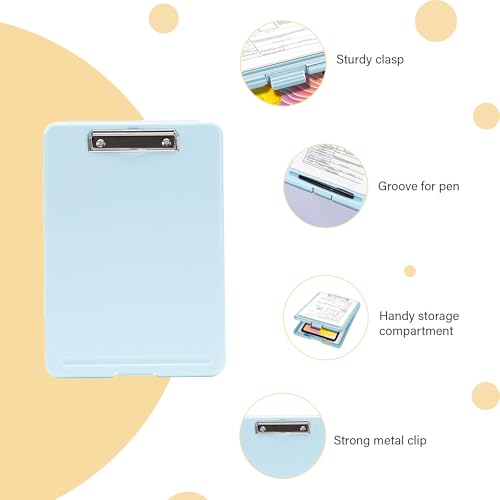 Image of oddpod Praise A4 Clip Pad /Clipboard with Storage Case for Paper and Document Storage 83002 (Light Blue)