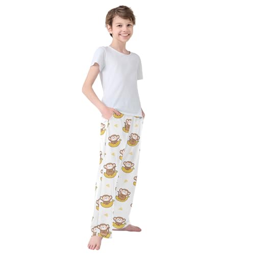 Boys' Pants Cute Monkey Banana Long Bottoms Jogger Pants Elastic Waist Trousers with Pockets S-XL4