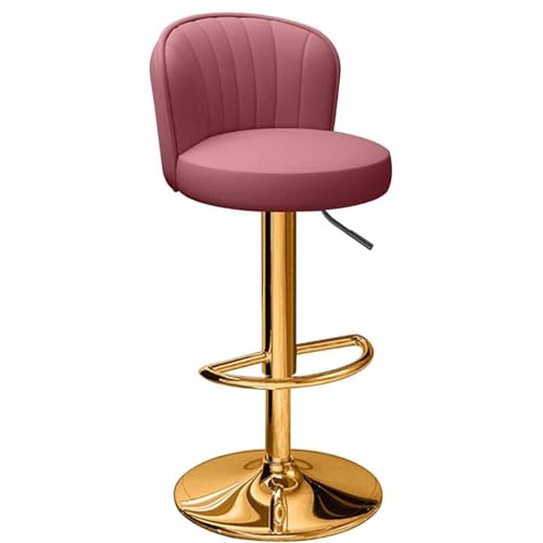 , Silla de bar de PU, taburete giratorio de altura ajustable, trona con respaldo y patas doradas, silla de comedor sin brazos, silla de recepción de hotel, silla de bar giratoria de 360 grados