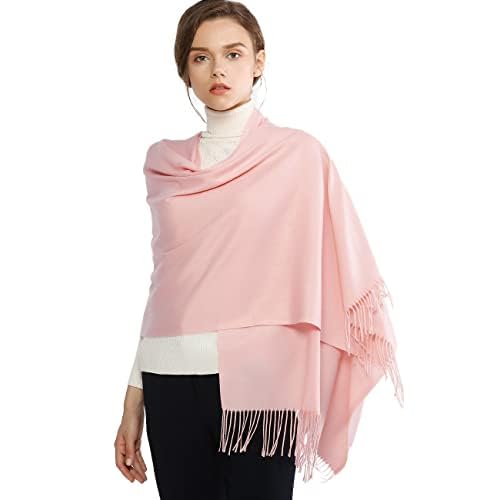 RIIQIICHY Women's Scarf Pashmina Shawls and Wraps for Evening Dress Bridesmaid Wedding Bridal Winter Warm Long Large Scarves Peach Pink