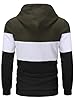 YuKaiChen Men's Hoodies Pullover Hooded Sweatshirts Long Sleeve Patchwork Plaid Jacquard Drawstring Casual Hoodie with Pockets Armygreen White Black XXL #3