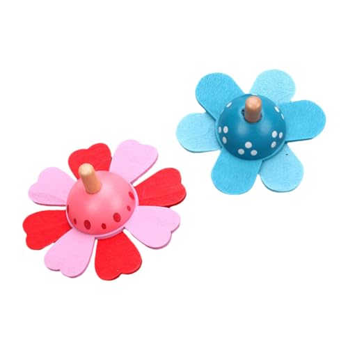 Vaguelly 2個木製ミニジャイロおもちゃ 子供用転玩具 ハンドスピナー型 プレイ用 デスクトップトイ 軽量耐久設計 手と目の協調性を促進