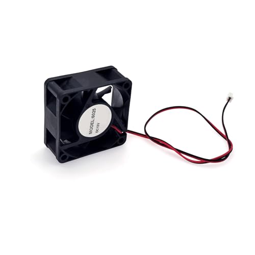 JZK 60x60x25mm DC 12V mini cooling fan 60mm with 2 pin leads, 5200 rpm, 0.18A, 6025 dual ball bearing brushless DC fan 6