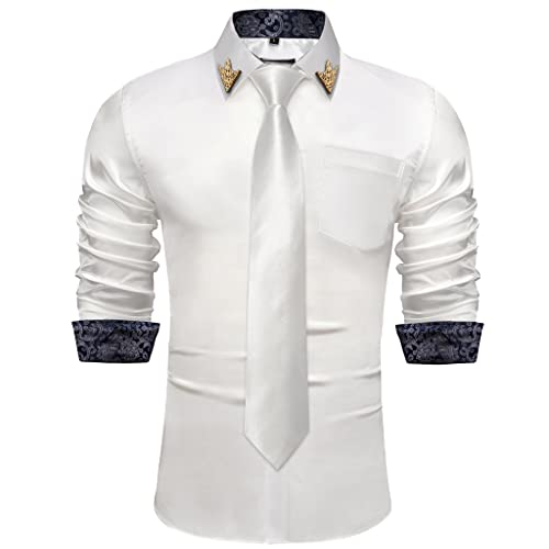 FXJ Langarm Herren Hemd und Krawatte Set Hochzeit Party Hemd Casual...
