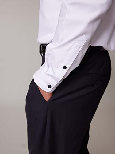 Image of KINGDOM OF WHITE Cotton Blend White Formal Shirt for Men I Breathable Absorbent Fabric I Regular Collar & Full Sleeve Shirt | Regular Fit Office Wear
