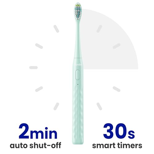 Image of 7AM2M Sonic Travel Electric Toothbrush for Adults & Kids, Travel Case&2 Brush Heads, Battery Powered Sonic Toothbrush, Compact Design for Daily /Travel Use-Green