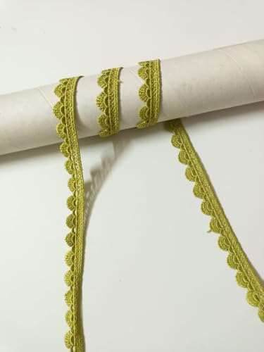 Image of Swag White Cotton Trim Laces and Borders Material for Saree Border, Suit, Kurta, Dupatta, Blouse, Gown, Lehenga & Neckline (Lemon Green, 9 Meter)