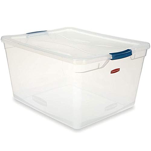 Rubbermaid Clever Store Latching Storage Tote Container, Clear, 71-quart (FG3Q3200CLMCB)
