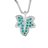 Collar con colgante de plata de ley 925 con nanoesmeralda de imitación de hoja para mujer, gargantilla de piedras preciosas sin cadena