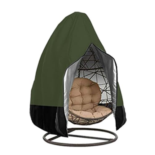 ENEN Housse de Chaise Suspendue Imperméable, Housse de Protection Housse Oeuf Suspendu Extérieur 210D Oxford, Anti-UV et Coupe-Vent Housse Fauteuil Suspendu pour Jardin Patio (115x190cm,Vert Noir)