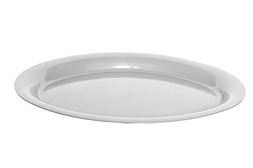 42cm Oval Plastic Serving Platter White Colour Durable & Reusable Catering Tray for Parties, Buffets, and Events Lightweight, Easy-to-Clean Tableware 1 Pack.
