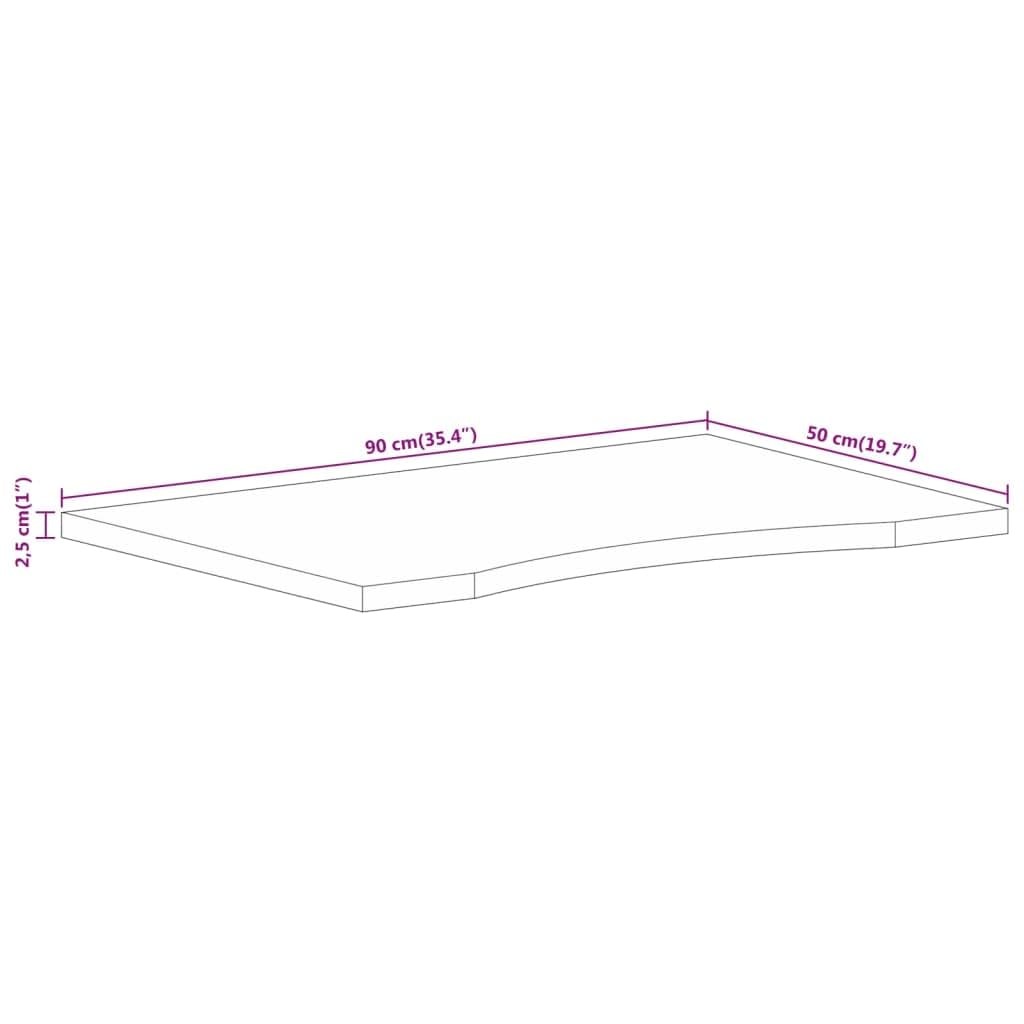 Générique Zakrzywiony blat na biurko 90x50x2,5 cm lite drzewo mango | Solidne drewno tropikalne, gładka powierzchnia łatwa do czyszczenia, rustykalny design, na stół jadalny lub biurko
