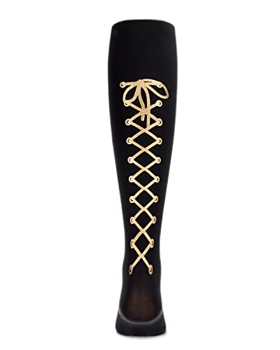 MeMoi Girls Fashion Tights with Lace-Up Graphics in Back