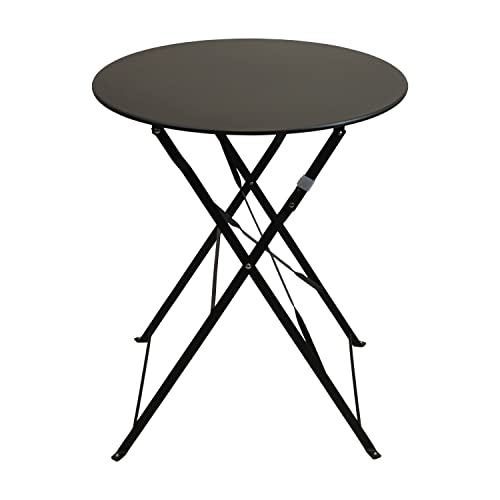Koopman International Bistrotisch Ø60xH70 cm klappbar Metallgestell Dunkelgrau - Beistelltisch Metalltisch Serviertisch Klapptisch Balkontisch Gartentisch Campingtisch Partytisch