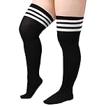DRESHOW Plus Size Women Thigh High Socks Striped Over Knee Long Boot Stockings Knee High Socks Leg Warmers