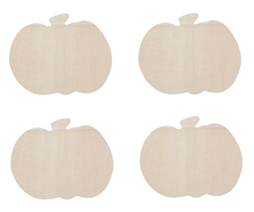 Natural Wood Unpainted Halloween Arts and Crafts Cutout - Pumpkin - 4 Count