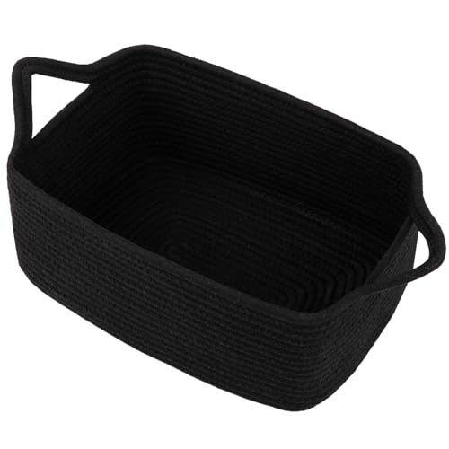 Image of OIAHOMY Woven Basket, Gift Basket Empty with Gift Bags and Ribbons, Rope Baskets for Baby Showers, Storage Baskets with Handles for Nursery, Pet Toy Organizer- Black