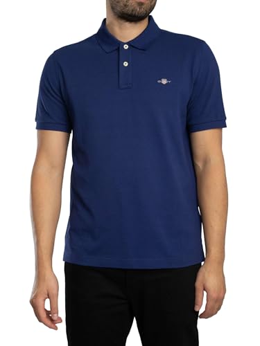GANT Men's Reg Shield Ss Pique Polo Shirt, Rich Navy, XL