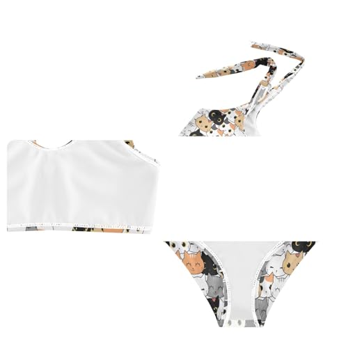 Wusikd Cat Kitten Girls Swimsuits Two Piece Cartoon Swimwear Bikini Set for for Girls Size 11-12T4