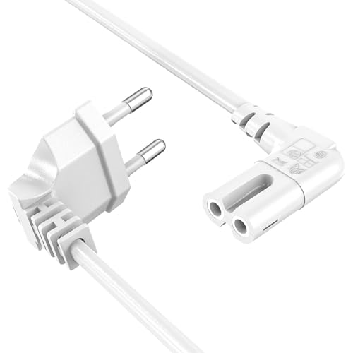 Cable alimentación IEC-320 C7 acodado, Cable Alimentación Tipo C Euro, Sección 0.75 mm², Compatible con Samsung, Philips, LG Sony Sharp Panasonic LED TV Sky, Sky High Tech TV PS4, 2 Metros