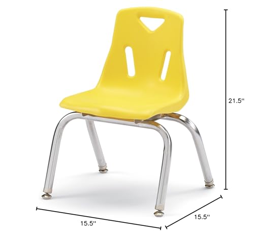 Image of Berries 8140JC1007 Stacking Chair with Chrome-Plated Legs, 10 inch Height, Yellow