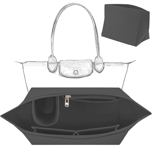 ZeiLaBang Kakadi Organizer per borsa Longchamp, borsa multifunzione in pelliccia, nero, S: 21 x 13 x 17 cm