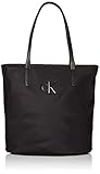 Calvin Klein Women's Lina Nylon North/South Tote, Deep Black/Gold