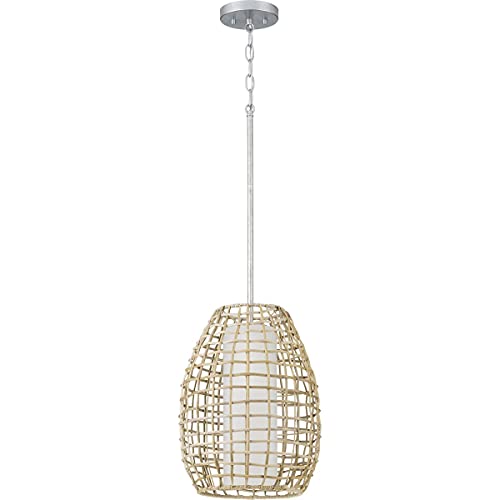 Pawley Collection 1-Light Natural Rattan Coastal Outdoor Hanging Pendant Light #TOP2