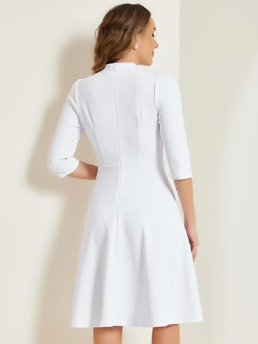 Allegra K Work Dresses for Women 2025 Vintage 3/4 Sleeve Church Semi Formal Fit and Flare Dress3