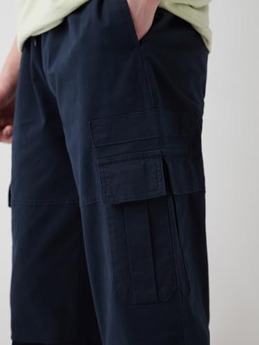 Image of Bewakoof Men's Solid Oversized Fit Twill Joggers