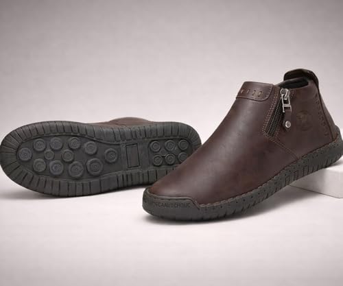 Image of Kraasa Men's Stylish Trendy Sneakers | High Tops Synthetic Side Zipper Casual Shoes | Ultra Soft Cushioned Insole | Airmix Sole Footwear