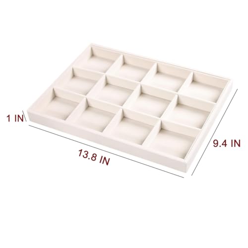 Image of Coward 2PC Stackable 12 Grids Jewelry Organizer Tray Bracelet Display Stand for Selling Velvet Necklace Holder Earring Box Storage (12grid+12grid)