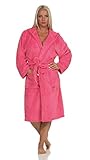 L.E.M.B. Hometrends Herren Damen Bademantel Kingston Microfaser Morgenmantel mit Kapuze pink XXL