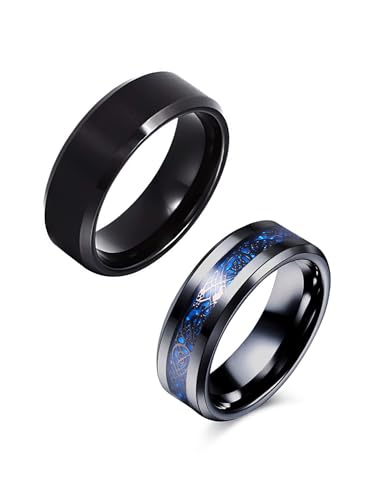 Image of Yellow Chimes Rings for Men and Boys | Black Dragon Celtic and Band Stainless Steel Rings for Men Combo | Birthday Gift for Men and Boys Anniversary Gift for Husband