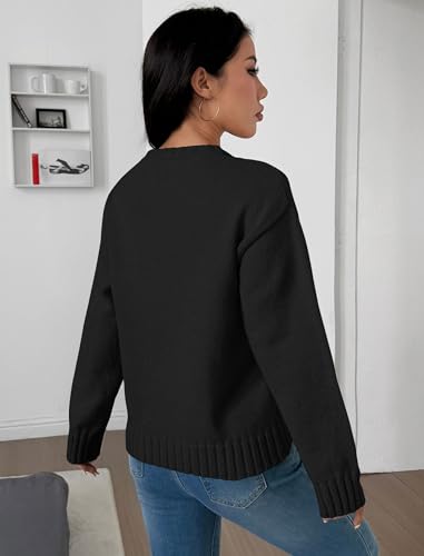 Image of ZAFUL Crew Neck Casual Knit Sweater for Women Cozy Long Sleeves Ribbed Knit Pullover Sweaters Jumper