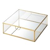 ガラスケース 蓋つき ふた付き ガラス 真鍮 ゴールド GOLD 金 約 W 20.5 × D 20.5 × H 7.2 cm 63170 [並行輸入品]