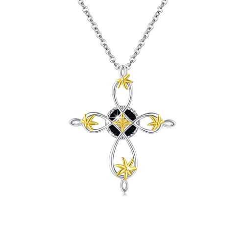 Collier croix en argent sterling anti-allergique pour peaux sensibles avec agate