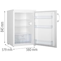 Gorenje R49DPW Tischkühlschrank/Freistehend/EEK D / 39 dB / 133 Liter/Gemüsefach/LED Beleuchtung/Türanschlag wechselbar/HxBxT 84,5 x 56 x 57,9 cm/Weiß – Ansicht 2