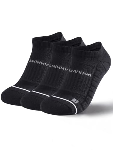 Image of Rahhint No Show Compression Running Socks Coolmax Anti Blister Full Sole Cushion Ankle Slip Resistant Heel Tab Workout Golf