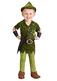 Fun Costumes Toddler Peter Pan Costume with Hat, Shirt, Tights, Belt/Harness and Wrist Cuffs - 4T