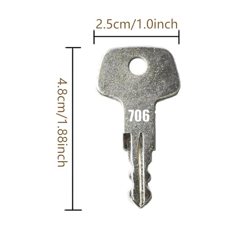 Newyuan 10 Stück 706 Kraftstoffdeckel Schlüssel und 606 Zündschlüssel Kompatibel mit Liebherr Bomag JD Bagger Dumper Lader Anlage mit Schlüsselring