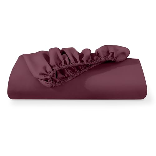 Bare Home Twin XL Fitted Sheet - 1800 Ultra-Soft (Twin XL, Burgundy) - image 7