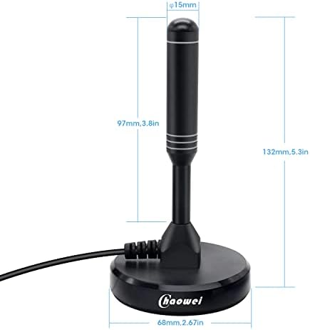 Chaowei Freeview Indoor/Outdoor Amplified TV Aerial 120 Miles with External Amplifier Signal Booster for 4K 1080P HDTV VHF/UHF Signals-Magnetic Base Antenna with 6.5ft Coax Cable